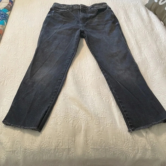 Free People Mid Rise Frayed Hem Jeans Black Zip Fly Size 29 - Picture 3 of 9